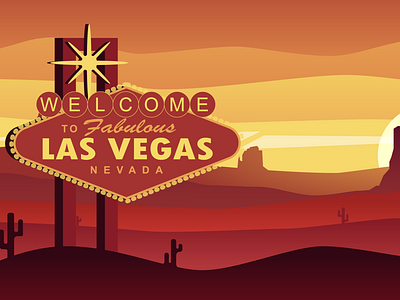 Lucky West desert design illustration las vegas las vegas sign sign vector