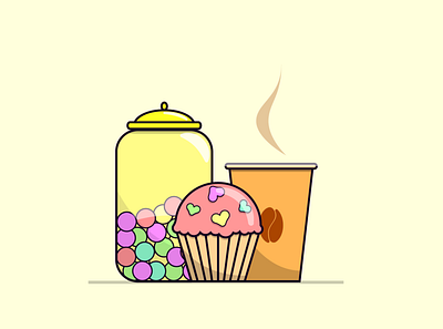 SweetS cake candy coffee design illustration vector