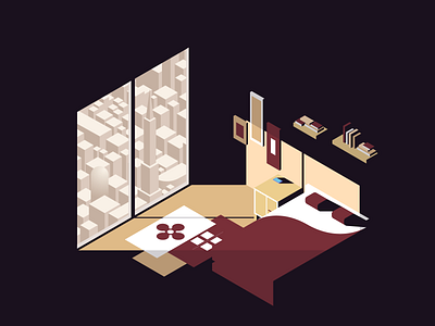 Lonely Room abstraction background design illustration isometric poster vector wallpaper