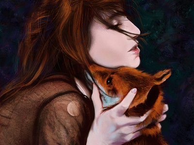 Charlotte Gainsbourg digital painting digital portrait digitalart fox fox painting illustration illustration art john dervishi portrait portraiture