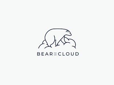 Bear on Cloud logo animal application bear branding camp cloud club logo mascot sky walk