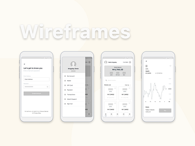 WIREFRAMES app design clean ui design detailed finance app fintech uiuxdesign wireframes wireframing
