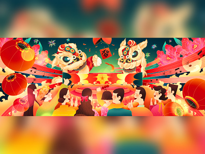 Chinese New Year banner charachter design festival illustration kv new year spring festival 新年 春节 节日
