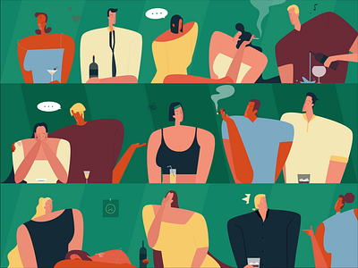 Bar bar cartoon charachter design drinking gif illustration love man people smoke women