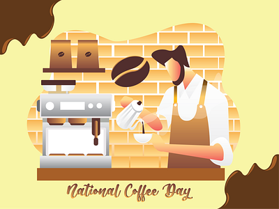 National Coffe Day art design flat graphic design illustration illustrator vector