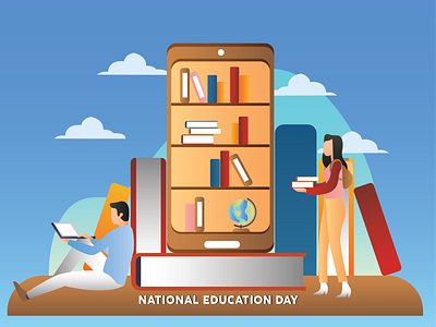 National Education Day comic design flat graphic design illustration illustrator vector