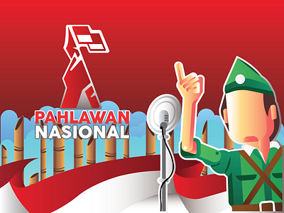 Hari Pahlawan Nasional art design flat graphic design illustration illustrator ui vector