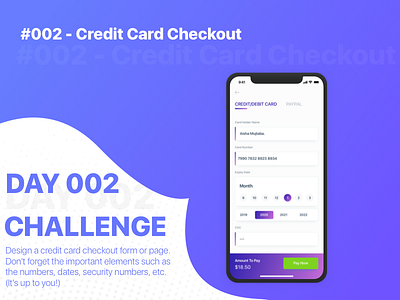 DailyUI Challenge - Day #002 credit card checkout credit card payment dailyui iphonex payment ui ui challenge