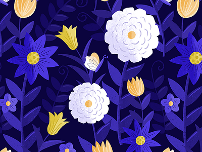 Blue flower garden blue floral floral illustration illustration pattern design surface design