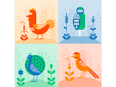 Four birds birds illustration vector