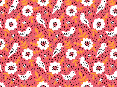 Birds and flowers pattern birds floral illustration pattern pattern design surface design