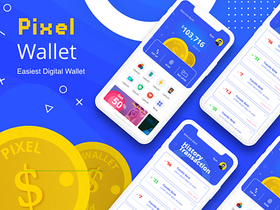 Pixel Wallet App - Easiest Digital Wallet app app design appdesign crypto wallet cryptocurrency digitalwallet mobiledesign money uidesign uiux uiuxdesign userinterface