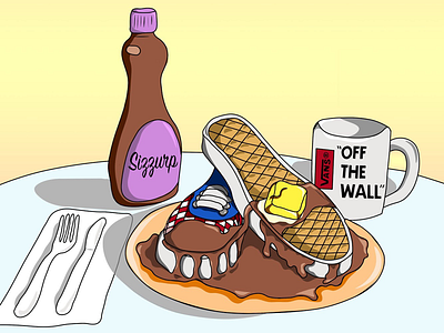 the most important meal of the day. graphic design hello dribbble illustration shoes waffles