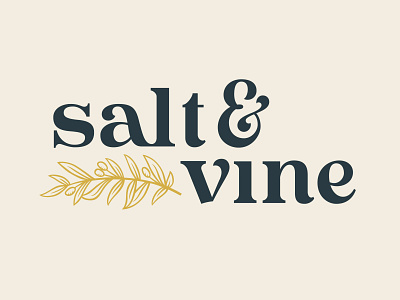 Salt & Vine Logotype branding design hand lettering identity illustration italian restaurant lettering logo logotype olive branch restaurant branding restaurant logo serif typography