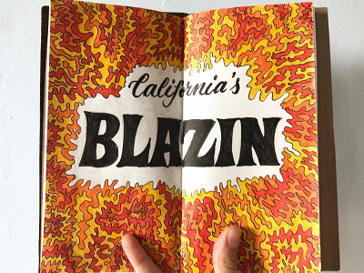 California's Blazin illustration lettering sketch