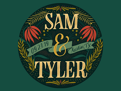 Working on a little wedding coaster with leaves and stuff! coaster floral illustration invitation lettering nature pattern wedding