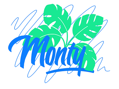 Monty the Monstera hand lettering illustration lettering monstera nature plant illustration plants sketch type typography