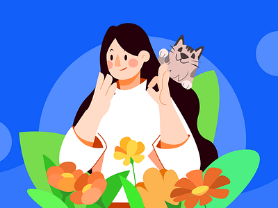 girl＆cat