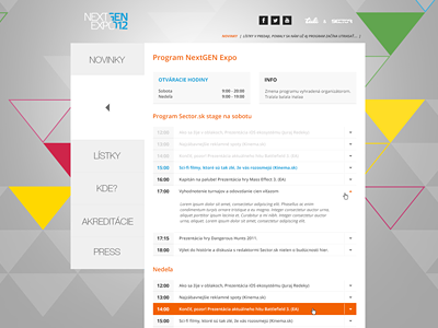Daily program subpage colourful program schedule simple subpage triangle web
