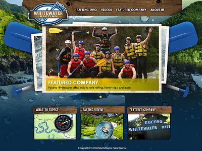WhiteWaterRafting.com 401 bubbles design interactive mountains nature paddles rafting site trees web website wood