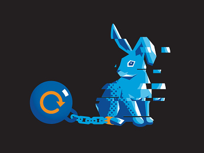 Excessive Retries Rabbit 2 ball and chain beer blue glitch halftone icon illustration rabbit rabbits retry tech