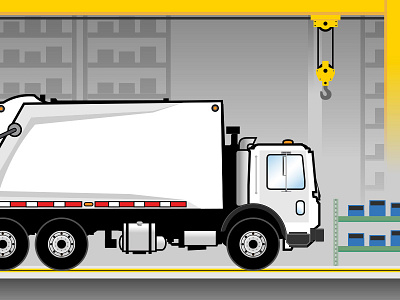 Truckin' 401 factory flat garbage truck illustration kiosk truck vector