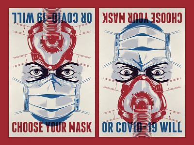 Choose Your Mask covid19 face illustration ink mask poster propaganda screenprint virus