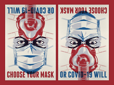 Choose Your Mask covid19 face illustration ink mask poster propaganda screenprint virus