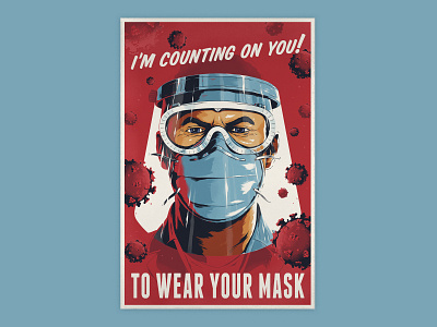 I m Counting on You brush covid19 digital doctor editorial first responder illustration masks nurse poster