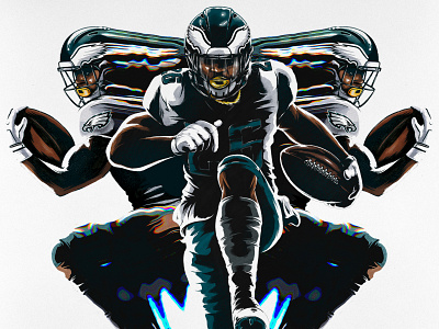 Miles Sanders athlete eagles football illustration philadelphia player poster running back sports two six