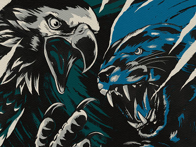 Eagles vs. Panthers brush carolina design eagles football illustration ink nfl panthers philadelphia poster type