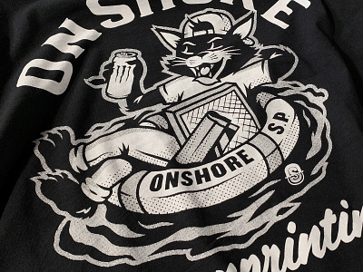 Lucky - Onshore Screenprinting branding cat character cute logo mascot monster raft retro screenprint tshirt water