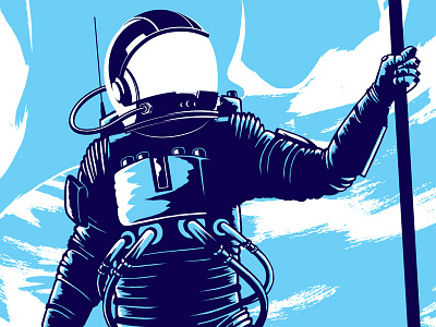 Astronaut astronaut blue flag helmet illustration screen print