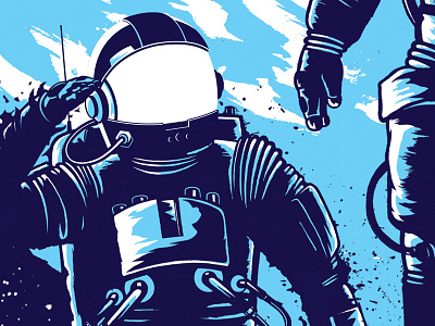 Astronaut2 astronaut blue helmet illustration salute screen print