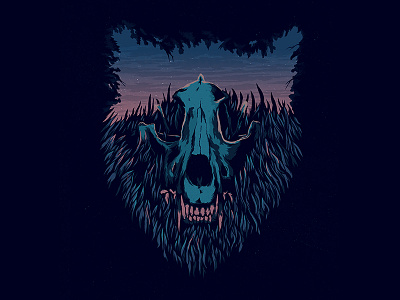 Wolfin' Around illustration skull wolf