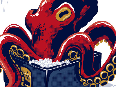 Miller Lite Summer Poster beer cooler ice illustration octopus poster squid summer