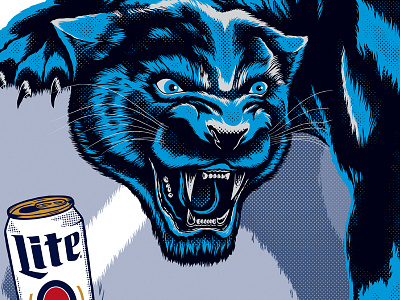 Carolina Panthers beer cat football illustration lite nfl panthers poster teeth
