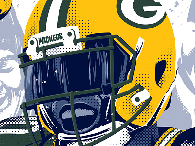 Green Bay Packers beer football green bay half tone helmet illustration lambeau leap nfl packers player