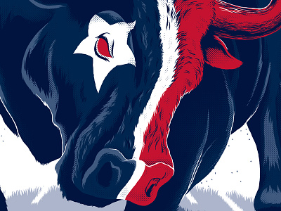 Houston Texans beer bull cowboy football grass half tone houston illustration miller lite nfl texans