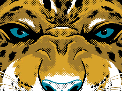 Jacksonville Jaguars beer cat claws eyes football half tone illustration jags jaguars miler lite nfl teeth