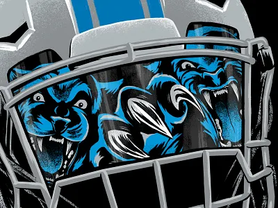 Panthers at Lions carolina panthers charlotte claws detroit lions football helmet illustration matt stafford nfl quarterback