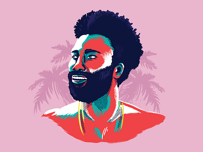 Gambino brush cuba face gambino halftone illustration island music pink portrait rap