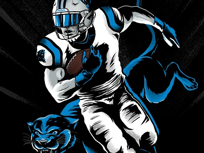 Carolina Panthers Illustration brush carolina football halftone illustration instagram nfl panther panthers running running back social media sports