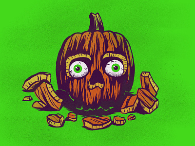 Pumpkin eyes green halloween illustration ink inktober jackolantern october pumpkin purple screenprint skull spooky texture