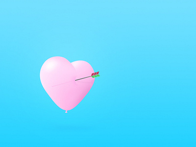 Valentine's Day 2019 Struck Me arrow balloon blue creative emoji float fragile gradient heart illustration love pink struck valentines