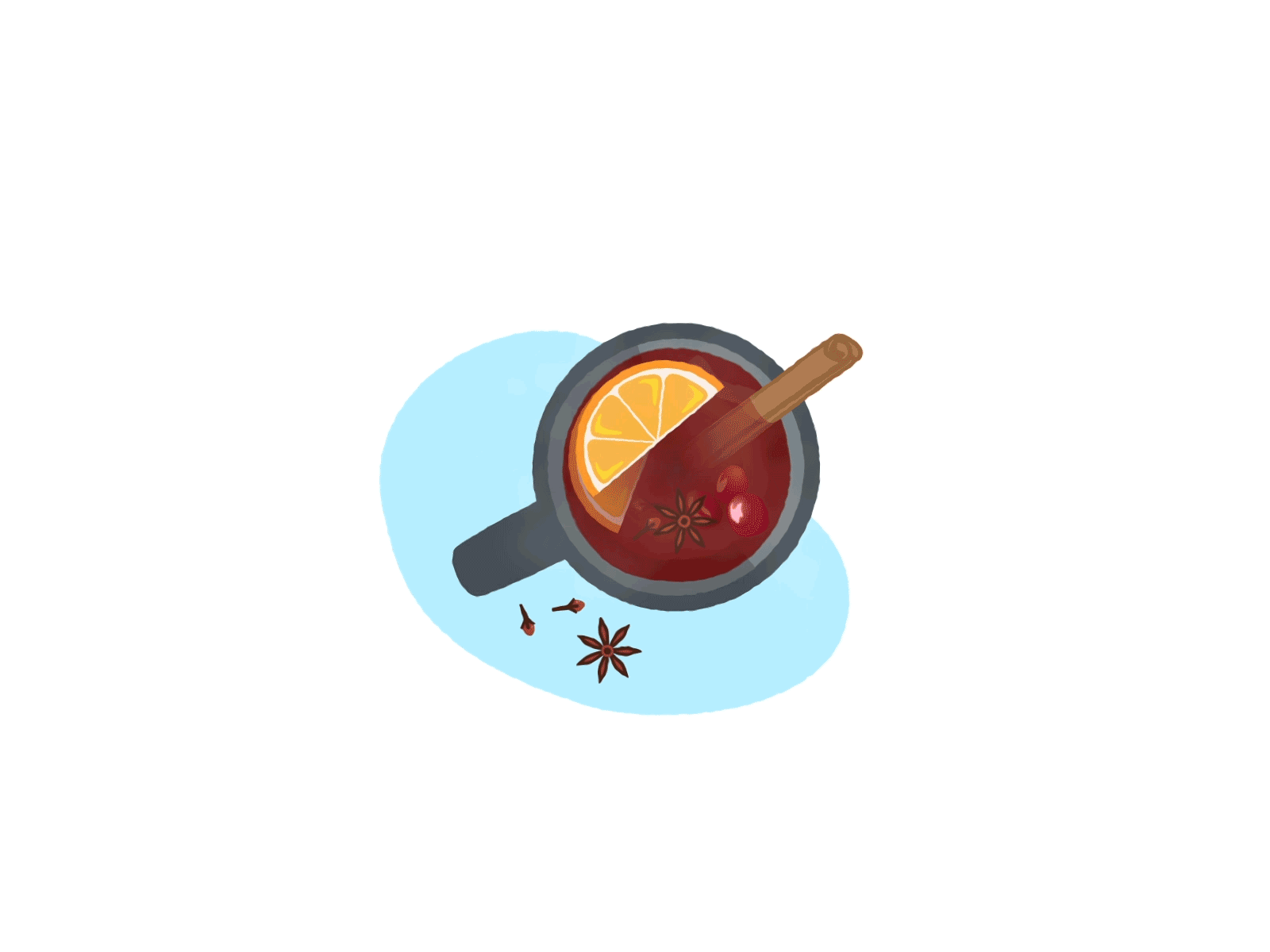 Mulled wine 🍷 after effects christmas cinnamon clove december design gif graphic holiday illustration illustrator mograph mographics motion mulled orange season steam wine