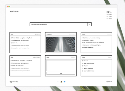 treehouse.gndclouds.cc light mode dashboard minimal minimalism personal dashboard ui