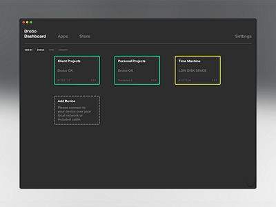 Drobo Dashboard Utility Mac App Dark mac app ui ui ux design utility