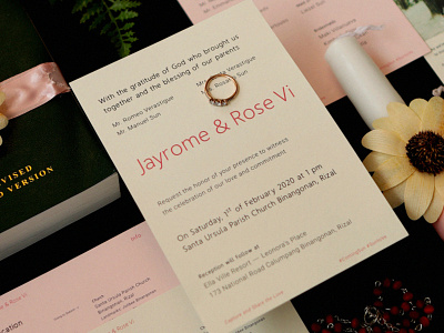 Jayrome & Rose Vi beige graphicdesign invitations minimalistic pink typography wedding wedding card wedding design wedding invitation weddingring
