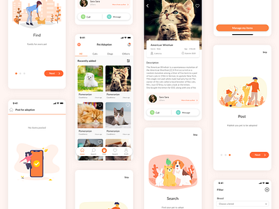 Pets adoption app concept